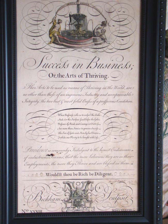 An 18th century engraving entitled "Success in Business, or The Arts of Thriving" taken from George Bickham's "The Universal Penman" published in London in 1741 — image 2